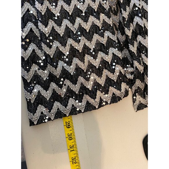Blue Sage Black & Silver Chevron Sequin Tank Top & Jacket XL - Picture 14 of 16